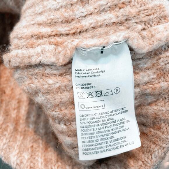 H&M Pink Chunky Wool Blend Off Shoulder Carmen Pullover Sweater Size M - Picture 5 of 7